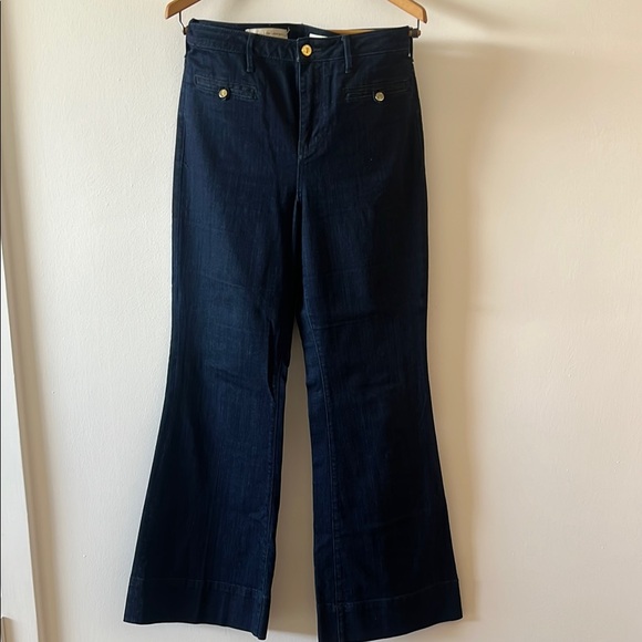 Anthropologie Blue Flare Wide Leg Jeans High-Waisted - Picture 1 of 6